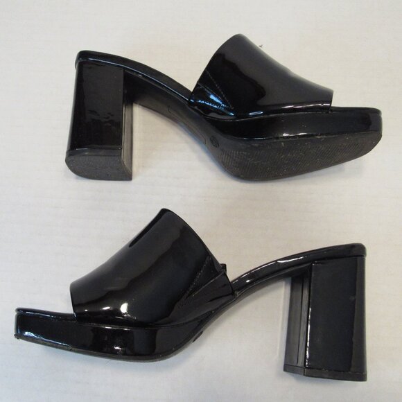 Worthington Laurel Black Block Heeled Open Toe Slip On Slide Sandals Size 7.5M - Picture 4 of 13